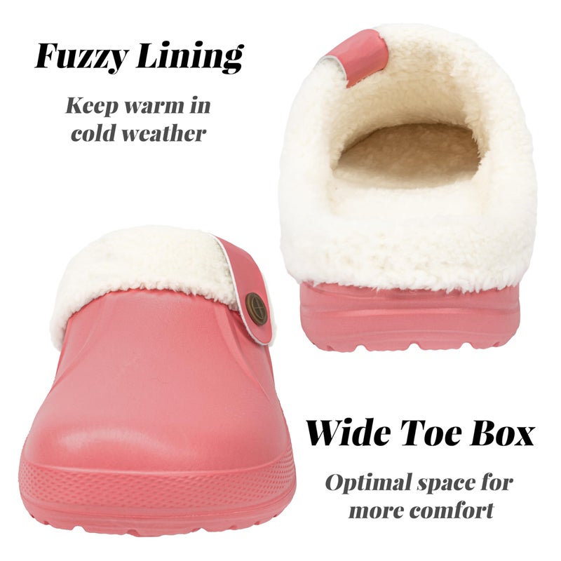 ChayChax Women and Men Fur Lined Clogs Memory Foam Warm Fuzzy Slippers Winter Waterproof Indoor Outdoor Slipper, Pink, 8.5-9 Women/7.5-8 Men - Image 5